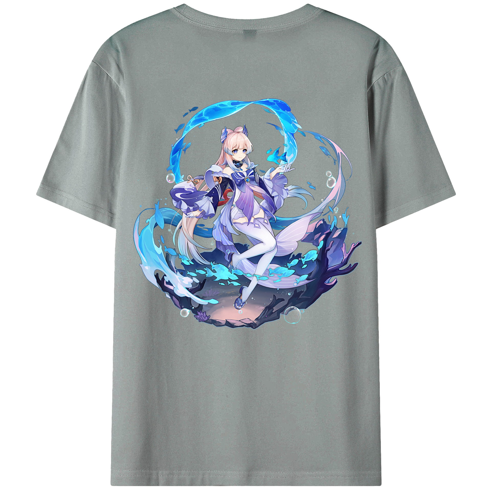 げんし神 珊瑚宮心海 サンゴノミヤ・ココミ genshin Sangonomiya Kokomi 綿100％ メンズ半袖Tシャツ（バックプリント） 通気性
